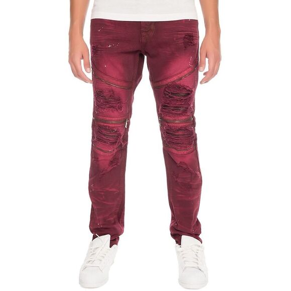 NWOT Smoke Rise Jeans Men's Moto Biker Denim Jeans in Red 32X32 Extra Tough
